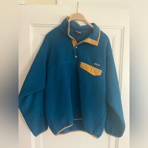 Patagonia Teal Synchilla Fleece with Mustard Accent